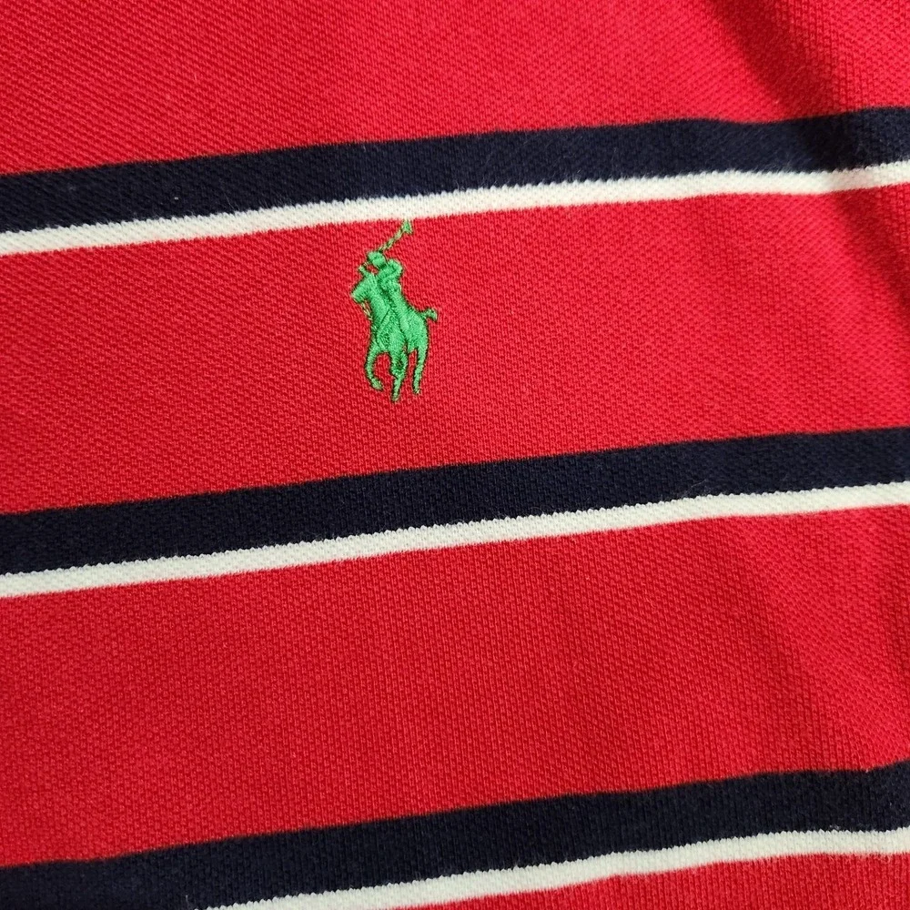Polo Ralph Lauren Mens Polo Short Sleeve Shirt Size 3XB Red‎ White Blue Striped